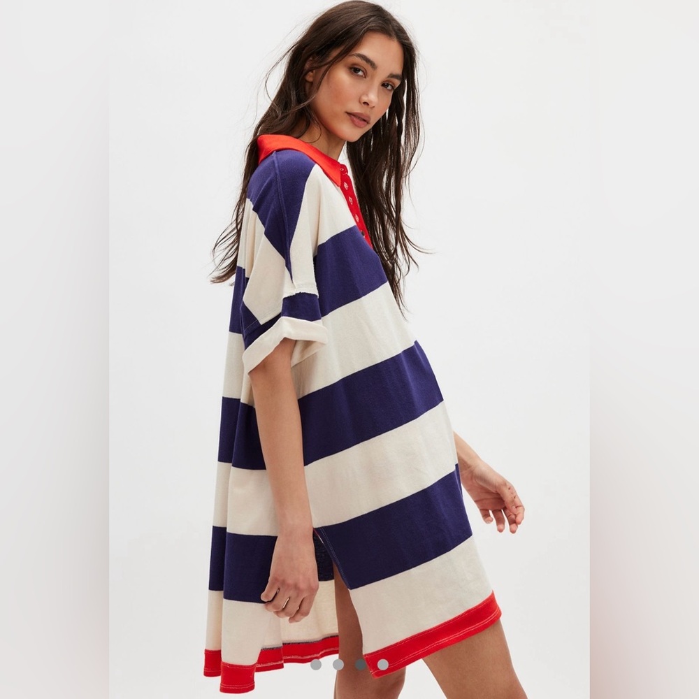 FREE PEOPLE We The Free: Prime Time Rugby Maxi Tee (Medium)